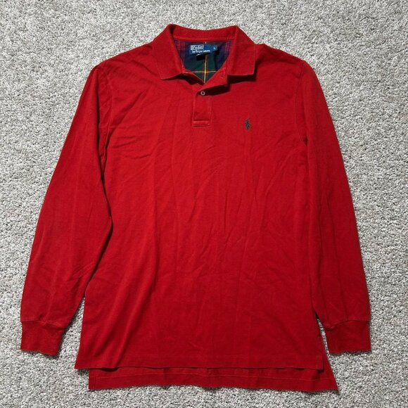 Ralph Lauren Polo Shirt Mens L Long Sleeve Preppy Classic Green Logo Plaid Colla - Picture 9 of 9